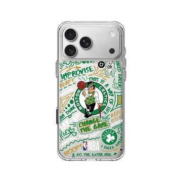 iPhone 17 Pro Max Clear Case（相機按鈕） 透明 - NBA - 塗鴉系列-波士頓塞爾提克 Boston Celtics - Graffiti