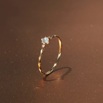 K10 海水藍寶光澤切割戒指