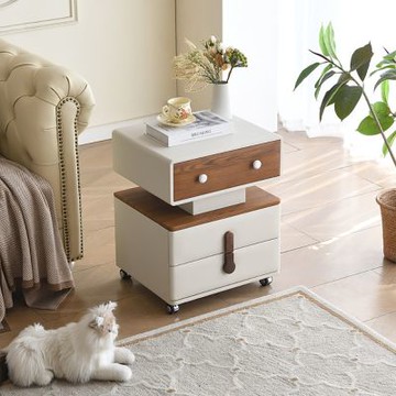 機器人床頭櫃 45x40x59cm床邊櫃 可移動 帶滑輪 收納櫃 卧室抽屜式置物櫃