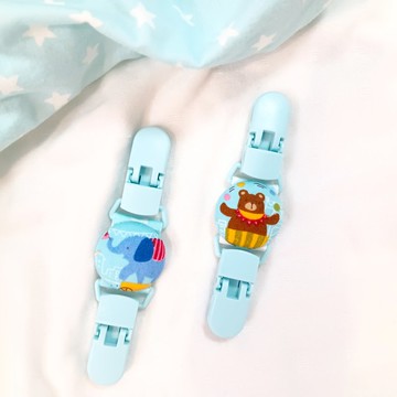 馬戲團動物-2款可選。手帕夾 短版奶嘴鏈