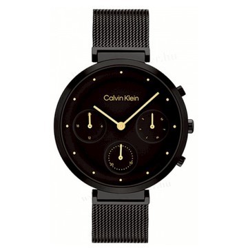 Calvin Klein CK 黑金簡約日曆不鏽鋼腕錶 36.5MM ( CK25200288 )