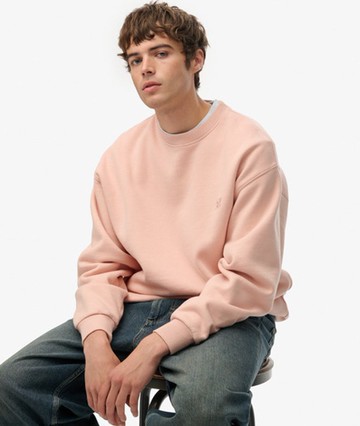 Superdry Men's Oversized Crew Sweatshirt Pink Size: S