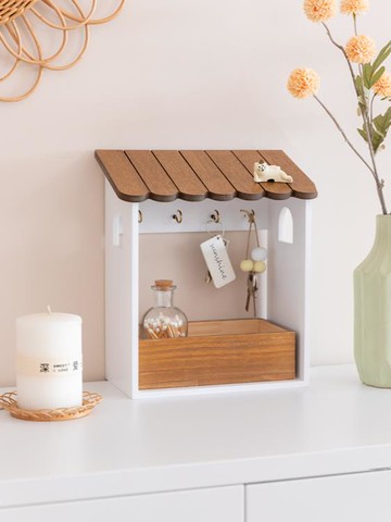 阿楹門口鑰匙收納盒擺件實木壁掛式日式掛架入戶玄關鞋柜墻裝飾 雙11全館免運