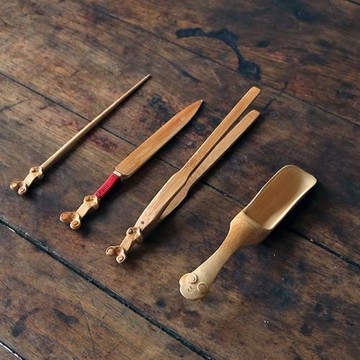 普洱茶針 竹子 如意雕花 茶則 茶鏟 茶拔 茶刀 茶夾 茶道茶道配件