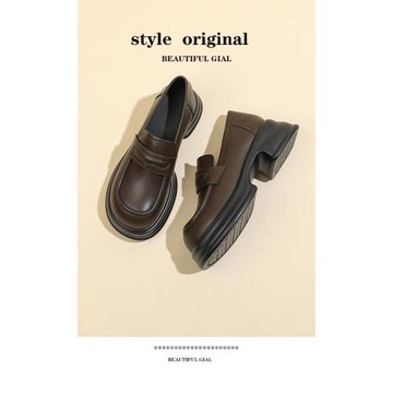 真皮加絨樂福鞋女厚底學院風英倫小皮鞋2025年春新款粗跟復古單鞋