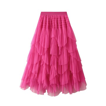 現貨+預購 網紗裙百褶裙半身裙長裙洋裝透氣休閒大尺碼女裝-中長款法式蛋糕裙女裙子7色74jc26【獨家進口】【米蘭精品】