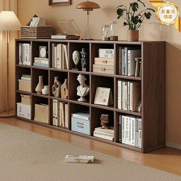 【胡桃木色】矮書櫃 儲物櫃 格子櫃 書架 客廳櫃 收納櫃 實木材質 多層儲物 靠牆設計 客廳書房儲物