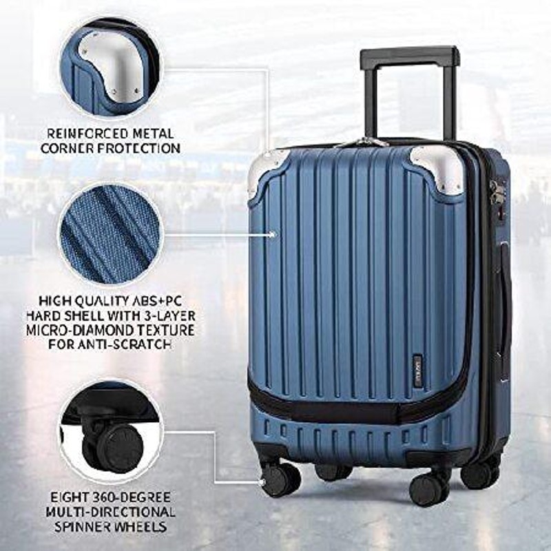 LEVEL8 Grace Carry On Luggage, 20” Hardside Suitcase, ABS+PC