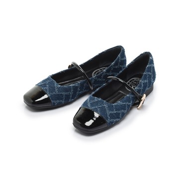 我的旅行日記  經典小香風平底瑪莉珍鞋 牛仔藍 (5B2944)