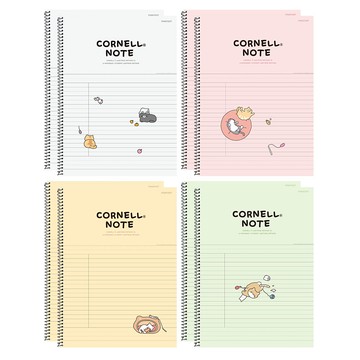 PINKFOOT 貓咪圖案康乃爾筆記本 線圈筆記本 8本  白色+粉色+黃色+綠色