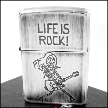 【ZIPPO】日系~LIFE IS ROCK-人生就是搖滾-骷髏圖案設計打火機 NO.2UDS-ROCK