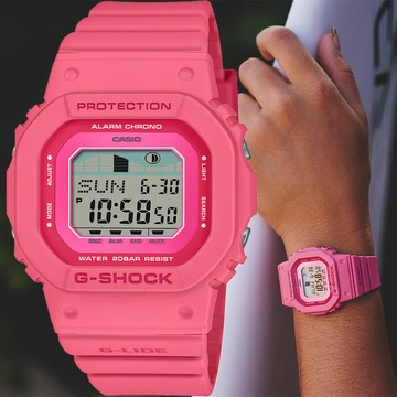 CASIO 卡西歐 G-SHOCK 衝浪運動方形女錶-山櫻花 手錶 GLX-S5610-4