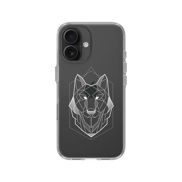 iPhone 16 Clear Case（相機按鈕） 透明 - Animal Silhouette / 動物剪影 - 幾何-動物系列/狼