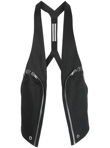 Rick Owens - Bauhaus zip-pocket vest - men - Cotton/Calf Leather/Elastane/Cotton/Polyamide - 50 - Black