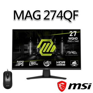 [滑鼠組]msi微星 MAG 274QF 27吋 平面電競螢幕 (27 /2560x1440/16:9/180Hz/IPS)
