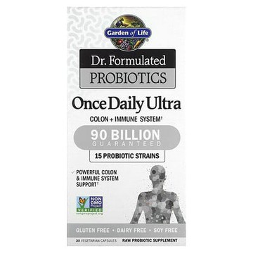 Garden of Life, Dr. Formulated 益生菌，每日一粒超級益生菌，900 億，30 粒素食膠囊
