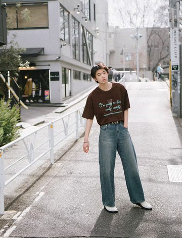 大長腿先生 日系復古水洗牛仔褲