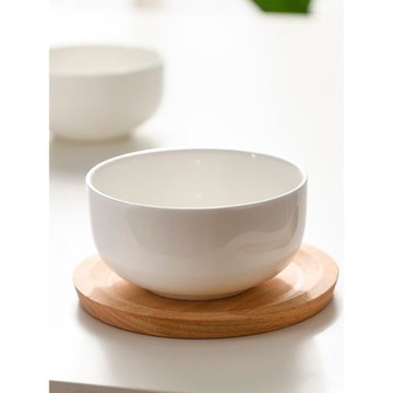 隆玫格家用骨瓷純白大碗陶瓷碗加深6英寸直口飯碗大面碗陶瓷無鉛