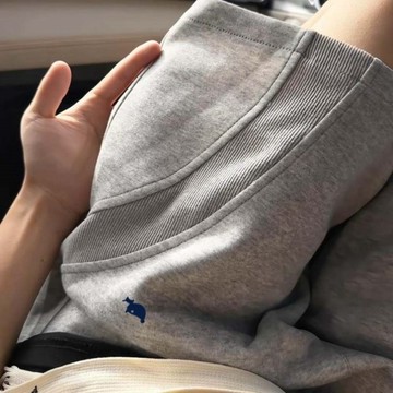 灰色斜切拼接短褲 韓系 彈力 直筒褲 男生夏季美式復古潮牌帥氣休閒衛褲 直筒五分褲 大碼 L642