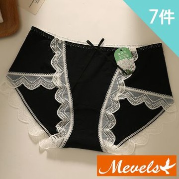Mevels瑪薇絲-7件組 莫代爾7A柔軟彈力棉質中腰內褲/蠶絲底內褲/女內褲(L-XL)