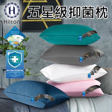 【Hilton 希爾頓】五星級銀離子抑菌枕/買一送一/五色任選(枕頭/纖維枕/枕心/舒眠枕)(B0048)