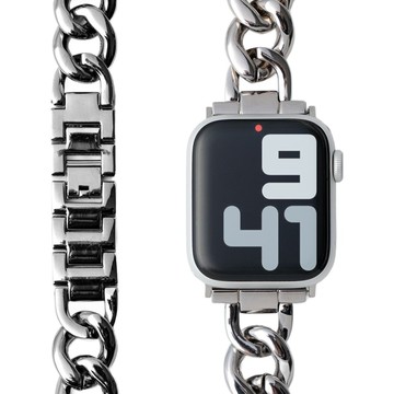 Nuart 蘋果手錶相容纖薄鍊條金屬錶帶  1個  銀色  Apple Watch 38/40/41mm