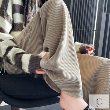 【XL-8XL大尺碼】👩休閒褲 長褲 寬褲 闊腿褲 秋款女裝 特大碼300斤冬季褲子女春秋慵懶廢土風燈芯絨休閒褲窄版闊