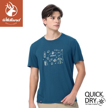 【Wildland 荒野 男 山野道具機能排汗短袖上衣《普魯士藍》】0B11626/T桖/圓領T/運動衣/休閒衫