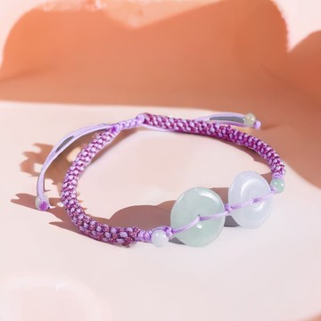 【願‧平安】冰種雙彩平安扣編織手鍊 | 天然緬甸翡翠A貨 | 送禮