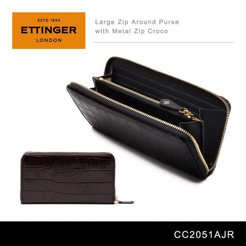 Ettinger エッティンガー Large Zip Around Purse with Metal Zip