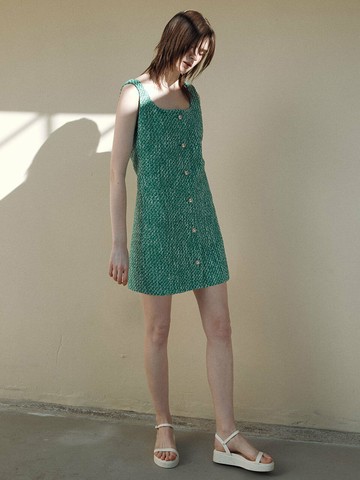 Tweed Mini Dress_Green