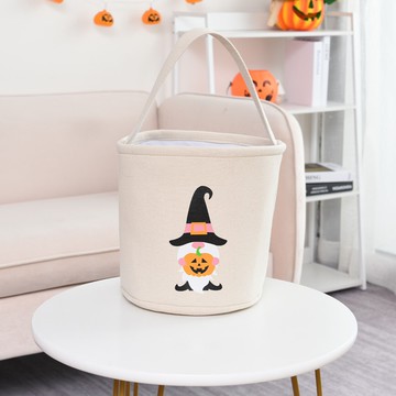 萬聖節糖果手提籃-南瓜女巫-白色