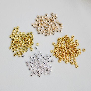 14K包金鍍銀古法色保色飛碟隔珠算珠隔片鼓珠diy手工串珠手鏈配珠