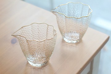 手工描繪金邊荷花玻璃茶海 公道杯 分享杯