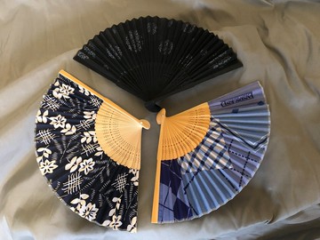 日本中古回流藍染布藝扇面 縝密鏤空竹扇骨 傳統工藝折扇 茶道