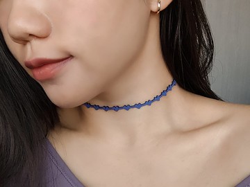 酒紅/寶藍 麂皮絨小愛心choker 短項鍊 極簡美式風