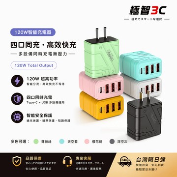 ⚡臺灣现货⚡120W多口充電頭【低溫不傷機】 PD充電頭 適用安卓主流系列 手機充電器 充電頭