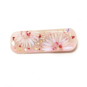 日本樹脂粉色手繪花朵髮夾