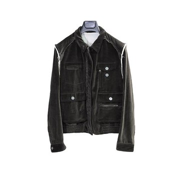 Neil Barrett 早期作品 極經典深褐黑色簡約解構設計絲絨夾克 S碼