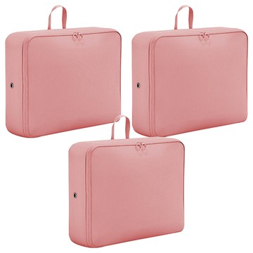 抗皺旅行衣物收納壓縮袋 記憶棉布 櫻花粉  30 x 18 x 40cm  3個  1組