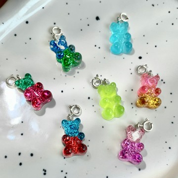 4.27小寶s925純銀彩色漸變小熊軟糖吊墜女單墜項鏈掛墜銀飾高級感
