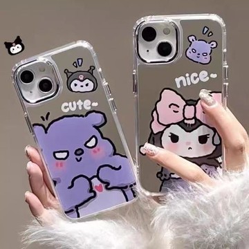 卡通情侶庫洛米適用三星s24ultra手機殼s23巴庫s21fe鏡面s20fe日韓a54a34個性note20s10+鏡面s9+防摔a55a35