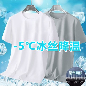 🐰全店免運🐰冰絲 短袖 t恤 男 寬鬆 大碼 男裝 簡約 百搭 舒適 T恤 純色 休閒 T恤男 潮 圓領 KYQ6