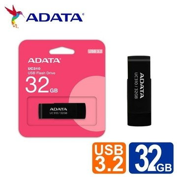 ADATA 威剛 UC310 32GB USB 3.2 旋轉隨身碟(黑)