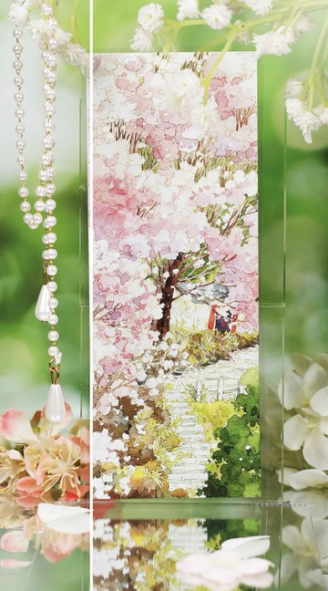 綠桜疊翠 花の小徑 水彩スケッチ PET 和紙膠帶 10米卷 巨畫幅