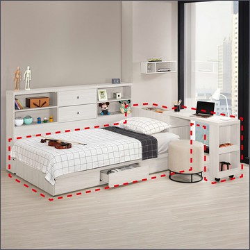 3.5尺三抽多功能型單人床 單人加大床架 床台 床組 【149B12811】Leader傢居館149-600+596