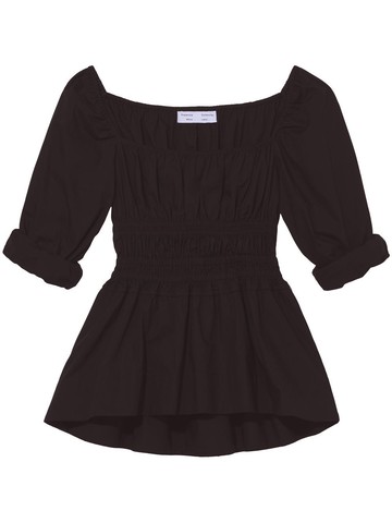 Proenza Schouler White Label - square-neck cotton poplin top - women - Cotton - 10 - Black
