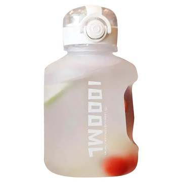 Mass 生活好物 超大容量運動健身水壺 戶外野營直飲水壺  A透明白  1L  1個