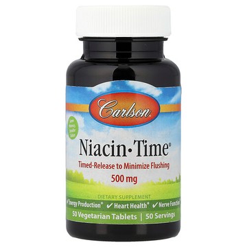 Carlson, Niacin-Time®，500 毫克，50 片素食片