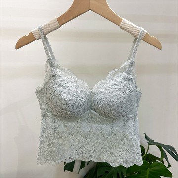 52016法式輕奢蕾絲花邊美背內衣女吊帶定型杯小胸聚攏外穿文胸夏